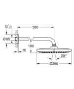 Grohe Tempesta 250 Head Shower Set 380 mm, 1 Spray Matte Black - Image 2