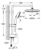 Grohe Tempesta System 250 Flex Shower System With Diverter For Wall Mounting Matte Black - Image 2