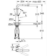 Grohe Essence Ohm Sink L-Spout Dual Spray Phantom Black - Image 2
