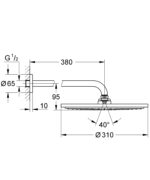 Grohe Rainshower Cosmopolitan 310 Head shower set 380 mm, 1 spray brushed warm sunset - Image 2