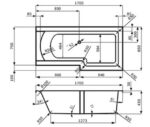 Cobra Elegancia 1700x850x450 Left Hand Built In Shower Bath White - Image 2