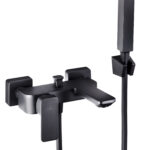 Cobra Arrive Bath Mixer Exposed Wall Type with Hose, Handshower & Holder Matte Black