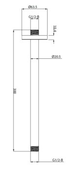 Cobra Shower Arm Vertical Brass 300mm Chrome - Image 2
