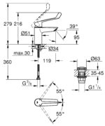 Grohe Eurosmart Single-lever basin mixer 1/2"S-Size chrome - Image 2