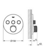 Grohe Grohtherm SmartControl Thermostat for concealed installation with 3 valves brushed hard graphite - Image 2
