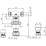 Cobra MF11 Pressure Control Valve 100kPa 22mm CXC Rough Brass - Image 2