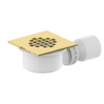 Cobra Seine Shower P Trap Square Grid Brushed Gold