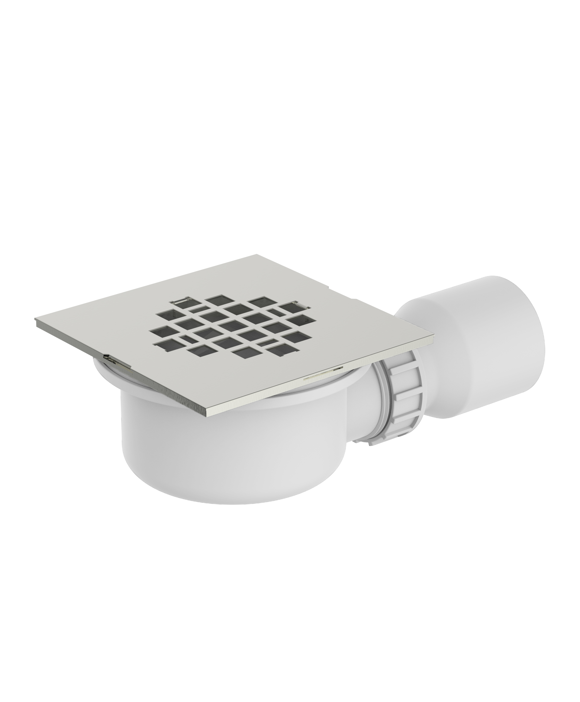 373SQBN.jpg Cobra Seine Shower P Trap Square Grid Brushed Nickel - Image 1