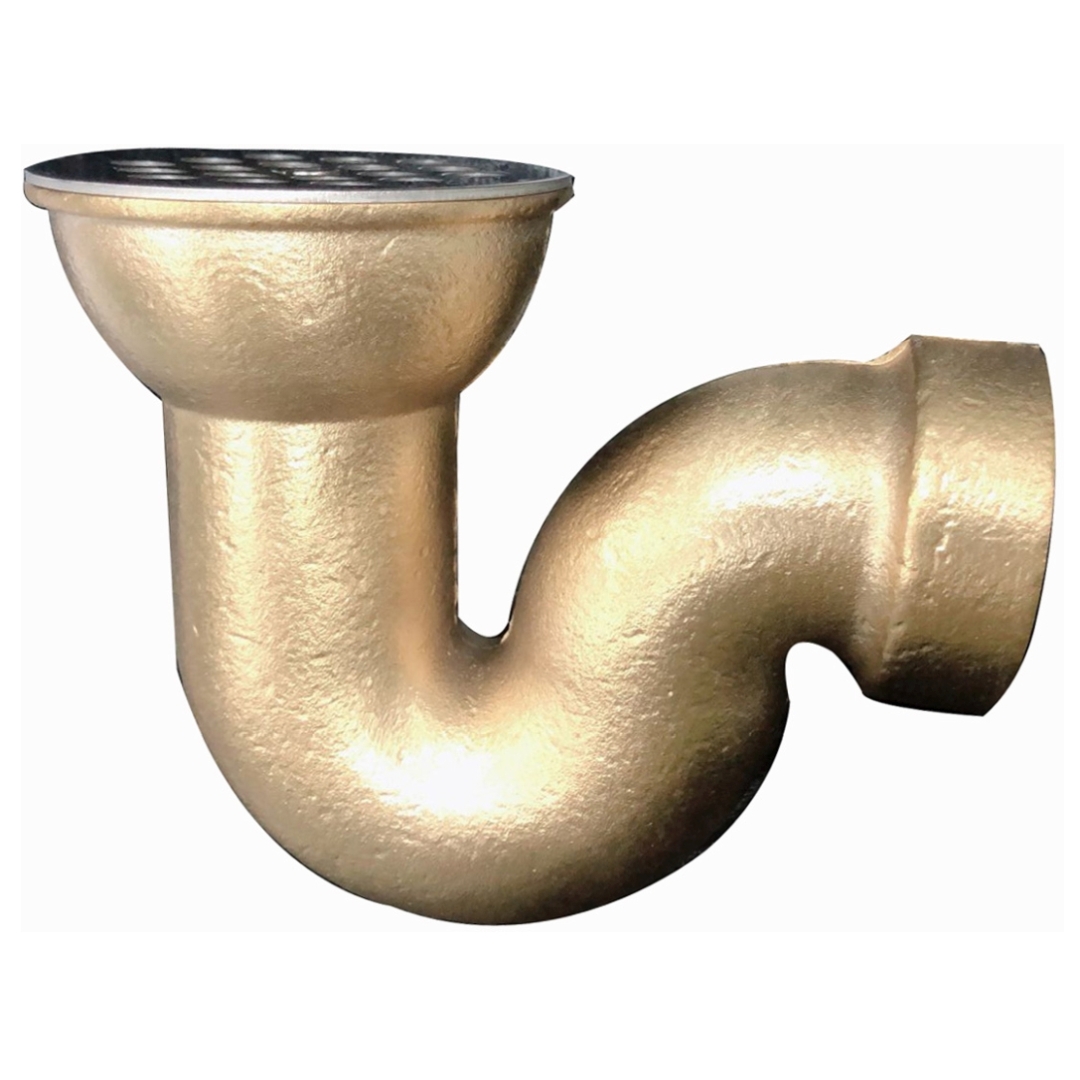40821112313_62_eGaOYZC.jpg Cobra Shower P Trap Round Grid 1&1/2 FI Rough Brass - Image 1