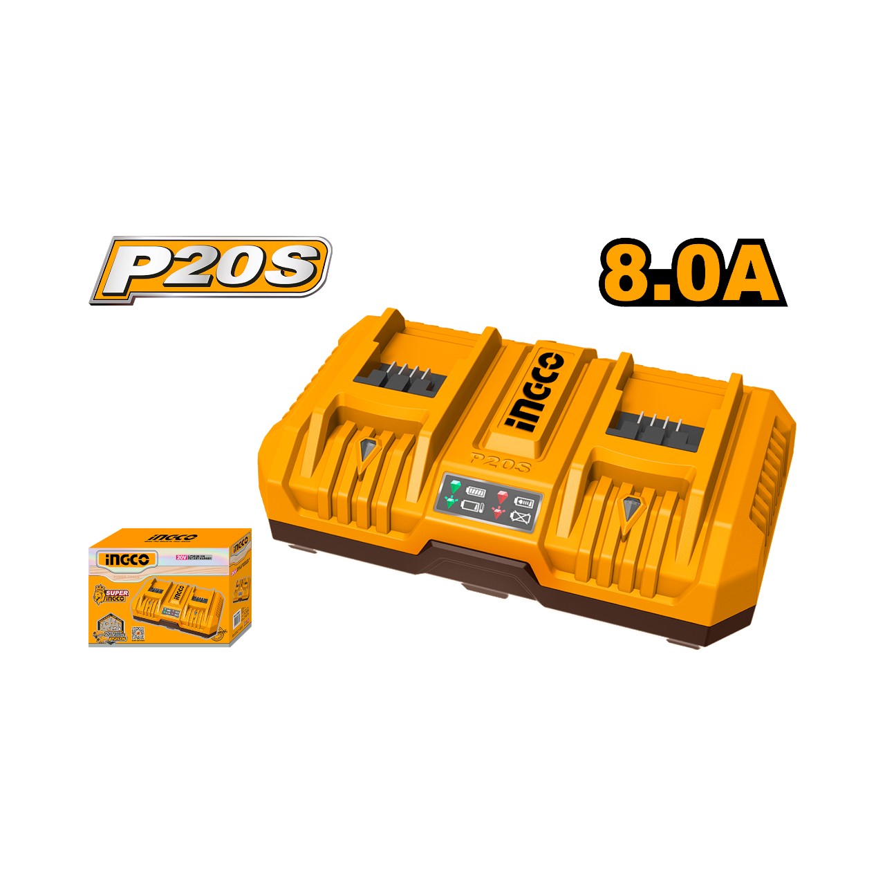FCLI2082 INGCO 20V Dual-Port Lithium-Ion Battery Charger 4A + 4A - Image 1