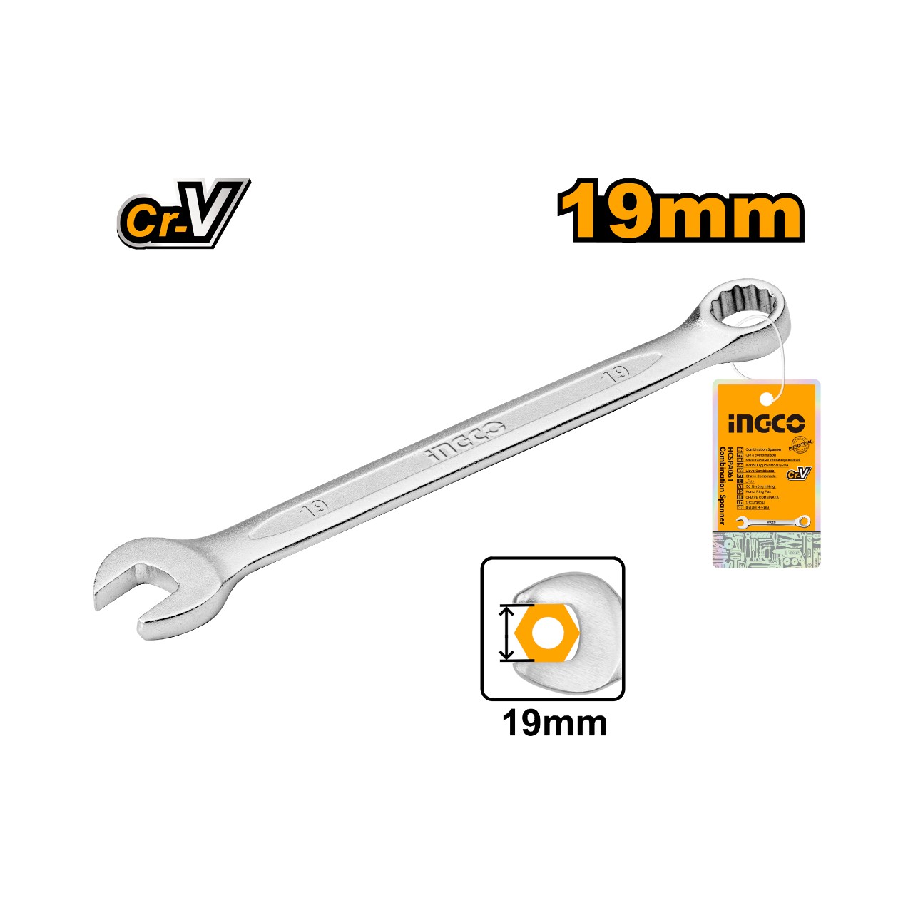 HCSPA191 INGCO Combination Spanner 19mm - Image 1