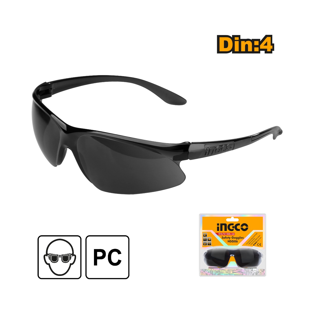 HSG06 INGCO Safety Goggles Dark Shade 8 - Image 1