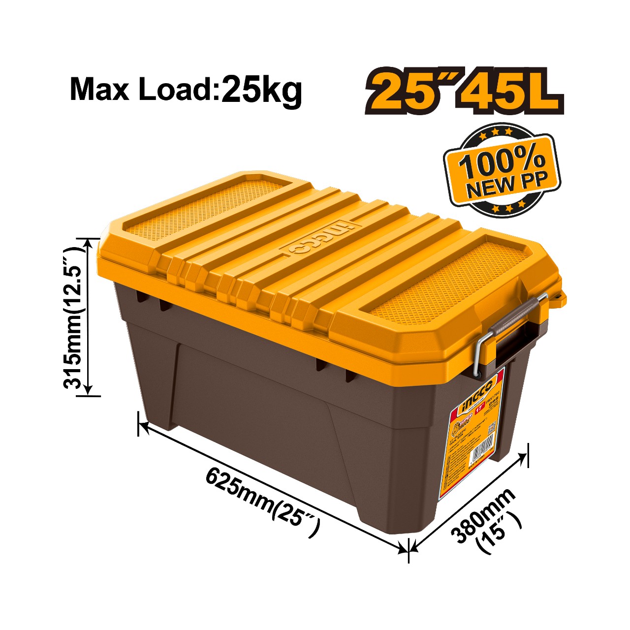 PBX2502 INGCO Plastic Tool Box 625 x 380 x 315mm - Image 1